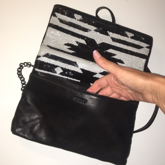 DKNY sequined leather handbag or evening bag - Picture 3 of 5